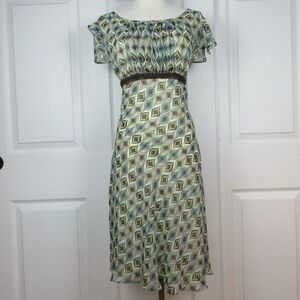 Dorby vintage Chic Diamond Pattern Midi Dress